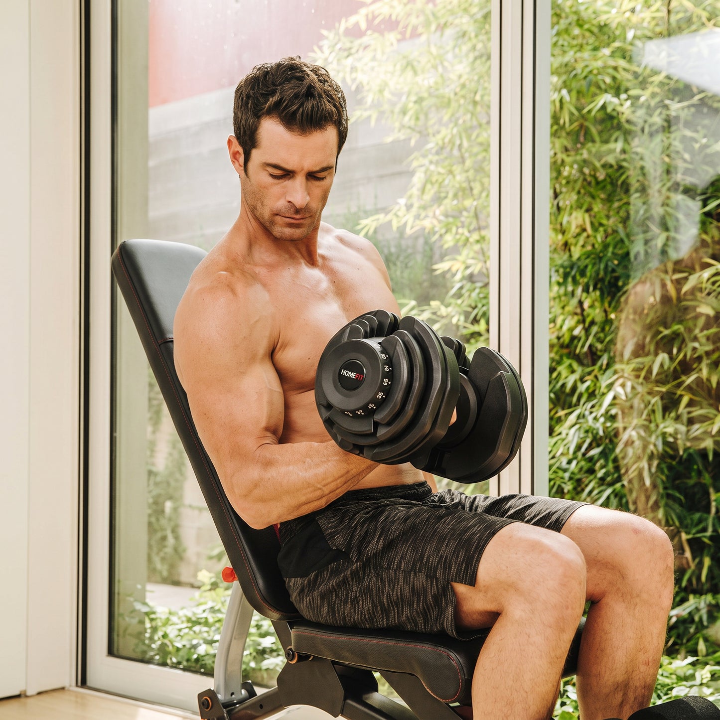 Haltère Réglable Homefit IronFlex 4,5 à 40,8 kg – 17 Niveaux de Poids – Réglage Rapide – Socle Inclus