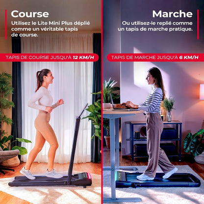 Tapis de course 2-en-1 Lite Mini Plus – 12 km/h – Inclinaison – 12 programmes – Bluetooth