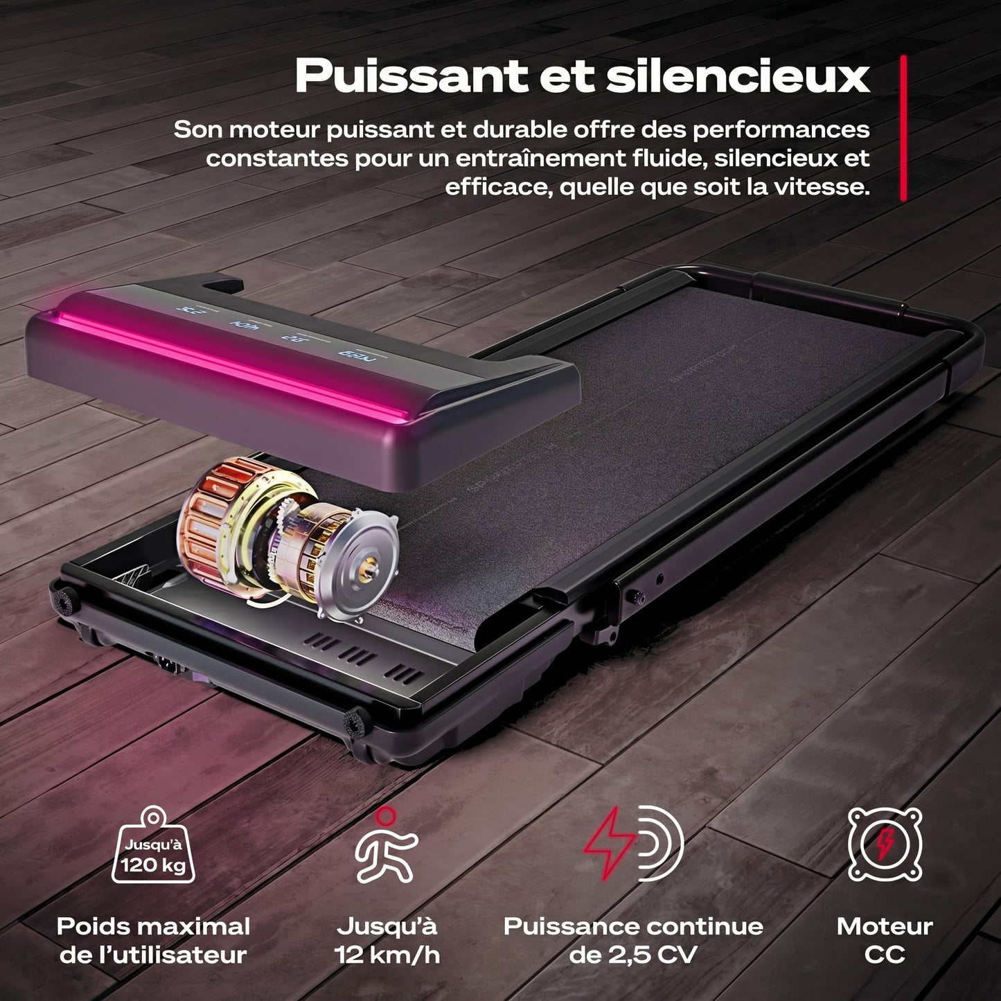 Tapis de course 2-en-1 Lite Mini Plus – 12 km/h – Inclinaison – 12 programmes – Bluetooth