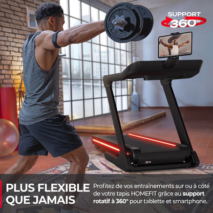 Tapis de course Apex – 20 km/h – Inclinaison 16 % – 7 CV – Bluetooth