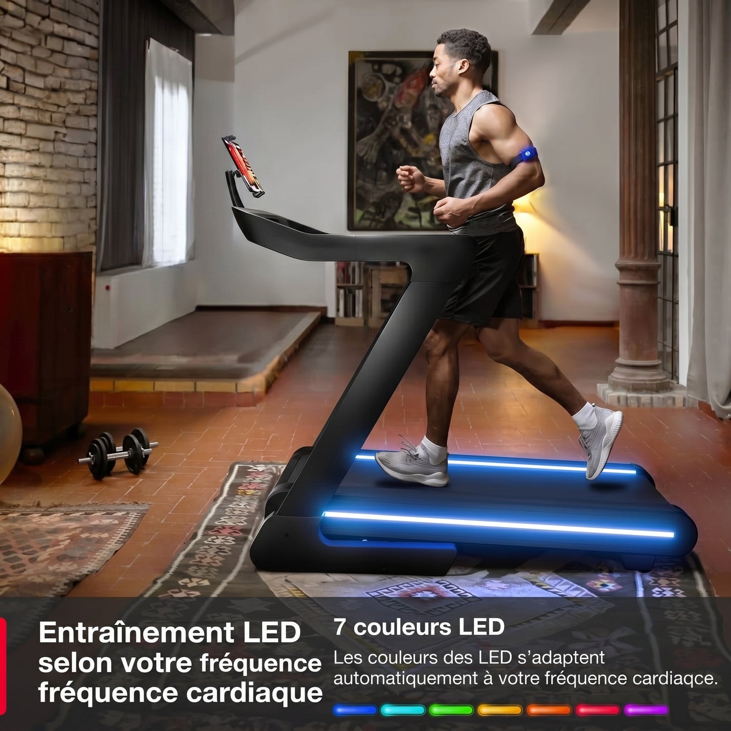 Tapis de course Apex – 20 km/h – Inclinaison 16 % – 7 CV – Bluetooth