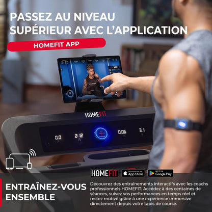 Tapis de course Apex – 20 km/h – Inclinaison 16 % – 7 CV – Bluetooth
