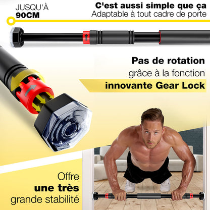 Barre de Traction Porte Homefit IronLift – Sans Perçage – Réglable 65 à 90 cm – Charge Max. 150 kg
