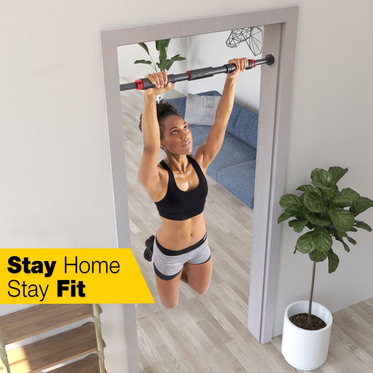 Barre de Traction Porte Homefit IronLift – Sans Perçage – Réglable 65 à 90 cm – Charge Max. 150 kg