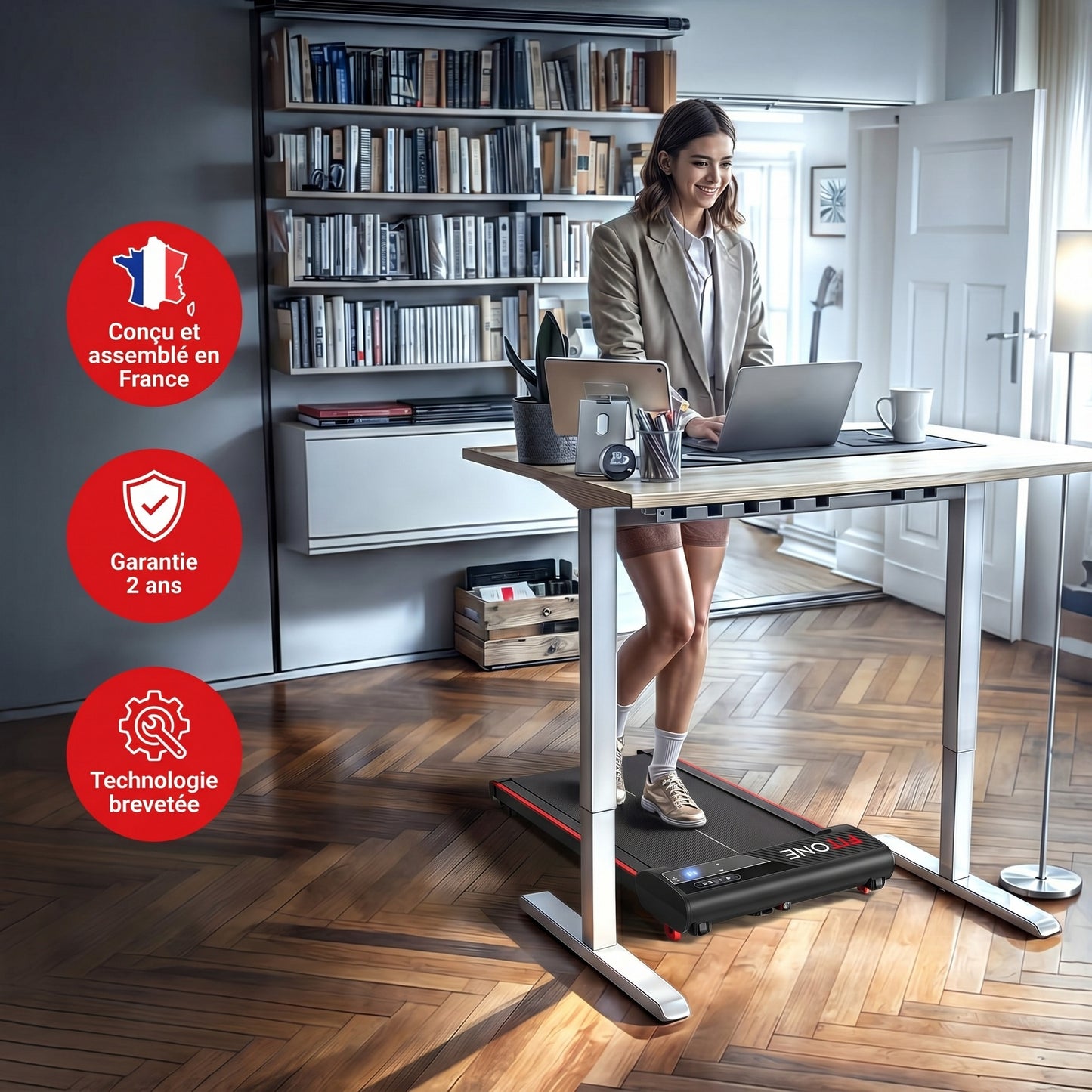 Tapis de marche FitOne – 6 km/h – Inclinaison 9 % – 4 programmes – Bluetooth