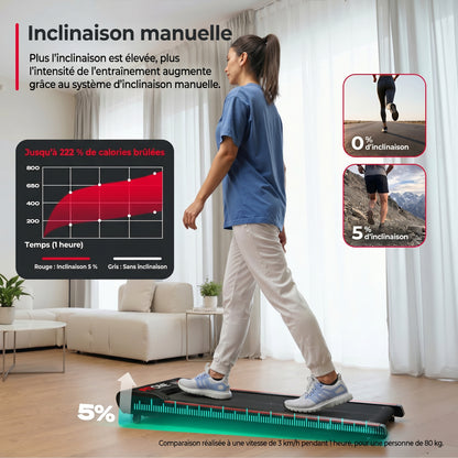 Tapis de marche FitOne – 6 km/h – Inclinaison 9 % – 4 programmes – Bluetooth