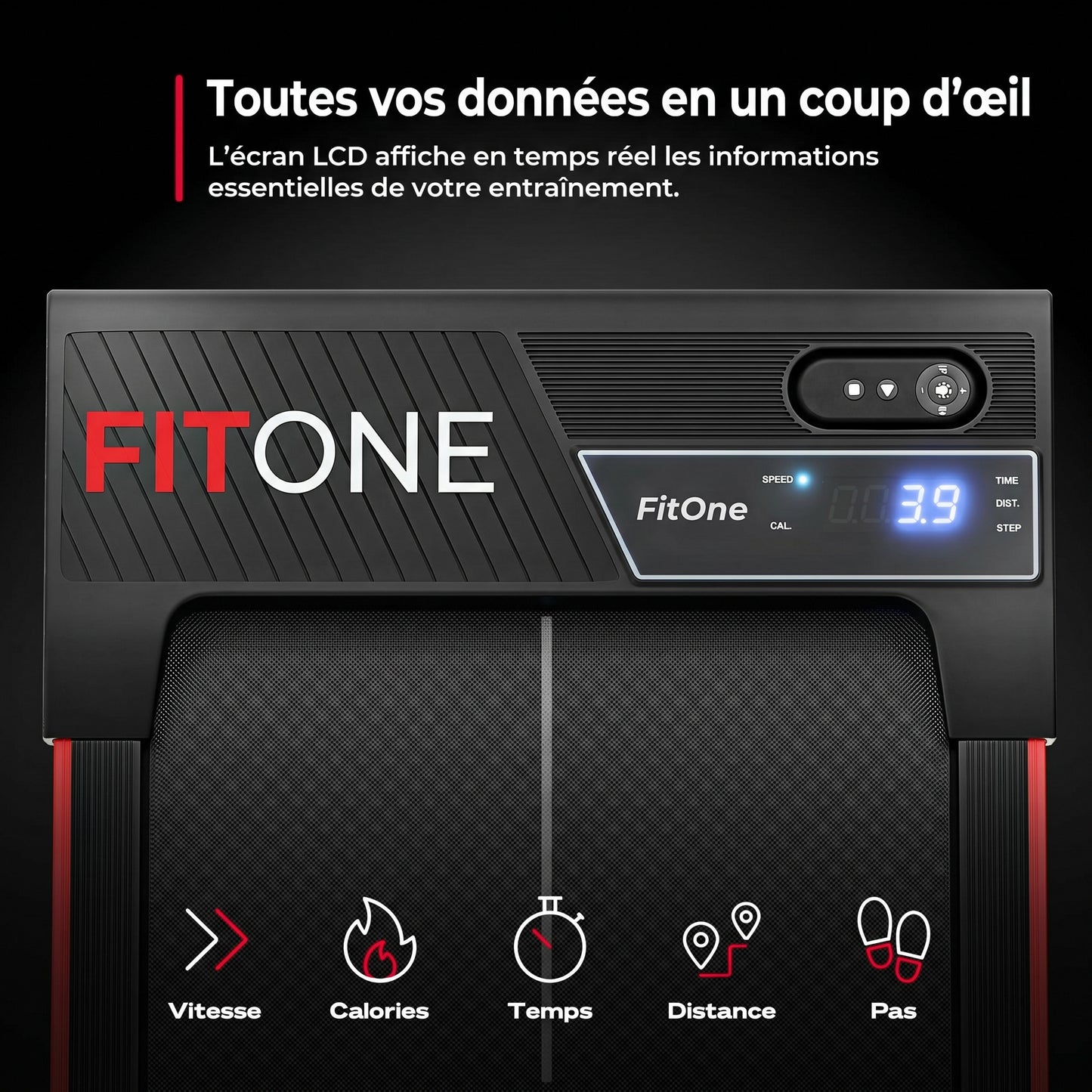 Tapis de marche FitOne – 6 km/h – Inclinaison 9 % – 4 programmes – Bluetooth