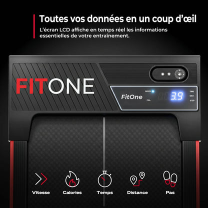 Tapis de marche FitOne – 6 km/h – Inclinaison 9 % – 4 programmes – Bluetooth