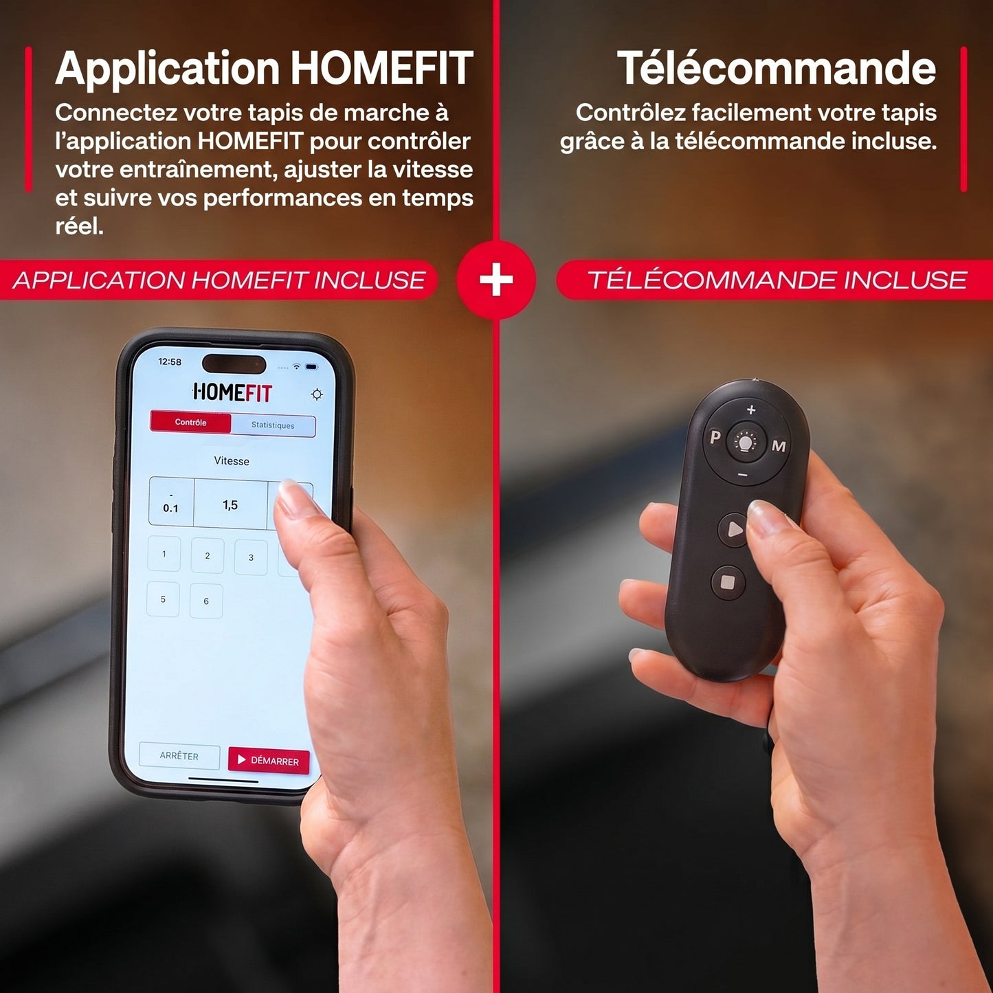 Tapis de marche FitOne – 6 km/h – Inclinaison 9 % – 4 programmes – Bluetooth
