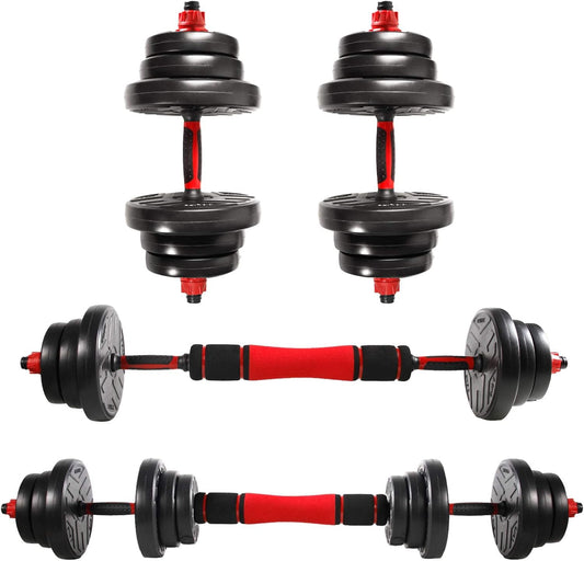 Haltères Réglables Homefit DualFlex 20 ou 40 kg – 2 en 1 avec Barre – Poids Ajustables – Poignées Antidérapantes