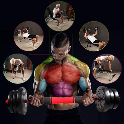 Haltères Réglables Homefit DualFlex 20 ou 40 kg – 2 en 1 avec Barre – Poids Ajustables – Poignées Antidérapantes