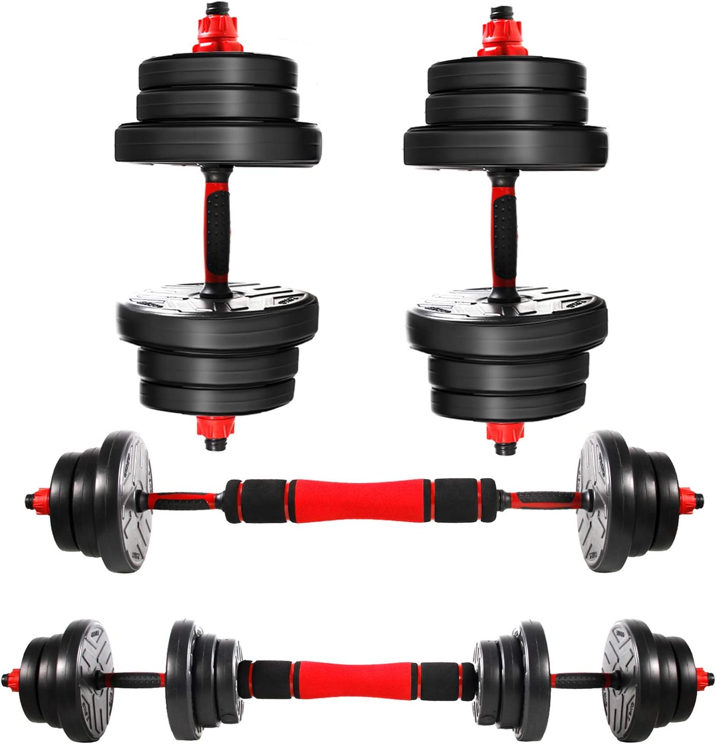 Haltères Réglables Homefit DualFlex 20 ou 40 kg – 2 en 1 avec Barre – Poids Ajustables – Poignées Antidérapantes