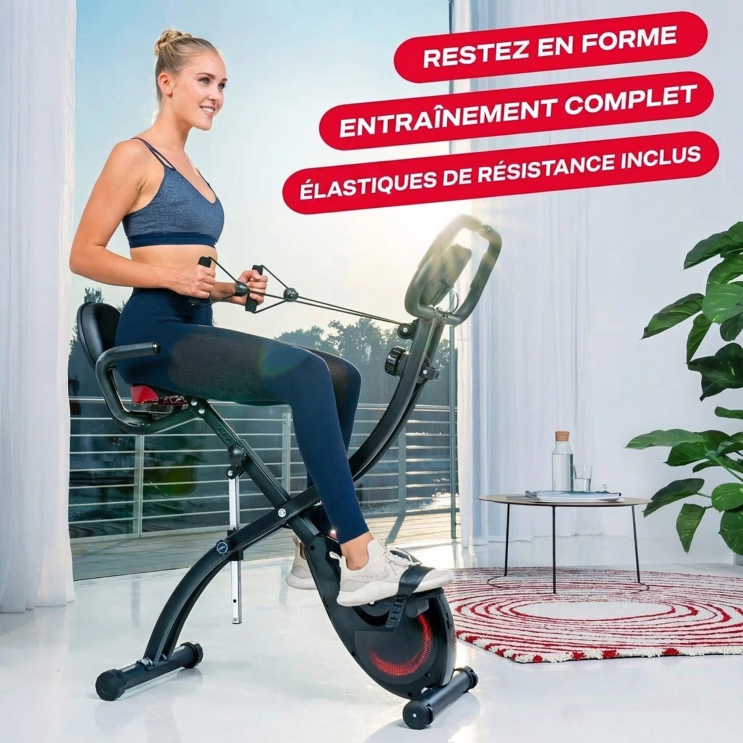 Vélo d’Appartement Pliable Homefit X-Rider – 8 Niveaux de Résistance – Kinomap – Écran LCD 3,5" – 120 kg