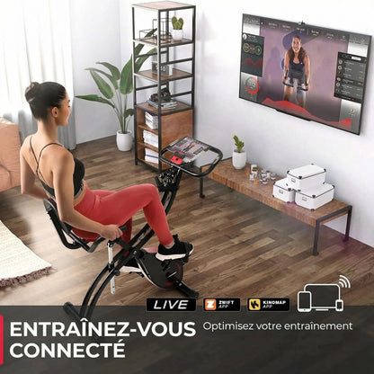 Vélo d’Appartement Pliable Homefit X-Rider – 8 Niveaux de Résistance – Kinomap – Écran LCD 3,5" – 120 kg