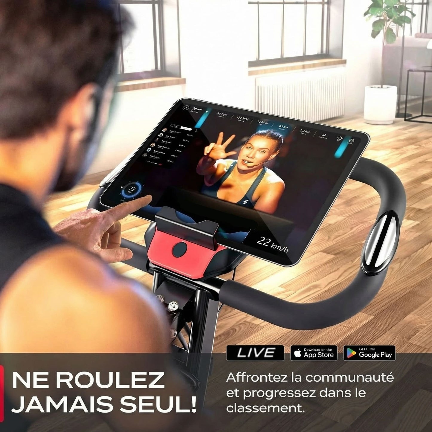 Vélo d’Appartement Pliable Homefit X-Rider – 8 Niveaux de Résistance – Kinomap – Écran LCD 3,5" – 120 kg
