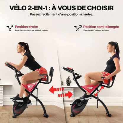 Vélo d’Appartement Pliable Homefit X-Rider – 8 Niveaux de Résistance – Kinomap – Écran LCD 3,5" – 120 kg