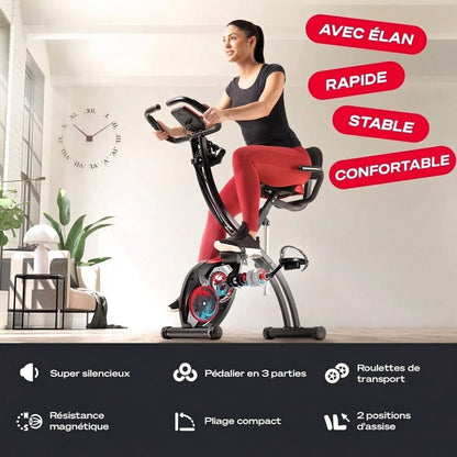 Vélo d’Appartement Pliable Homefit X-Rider – 8 Niveaux de Résistance – Kinomap – Écran LCD 3,5" – 120 kg