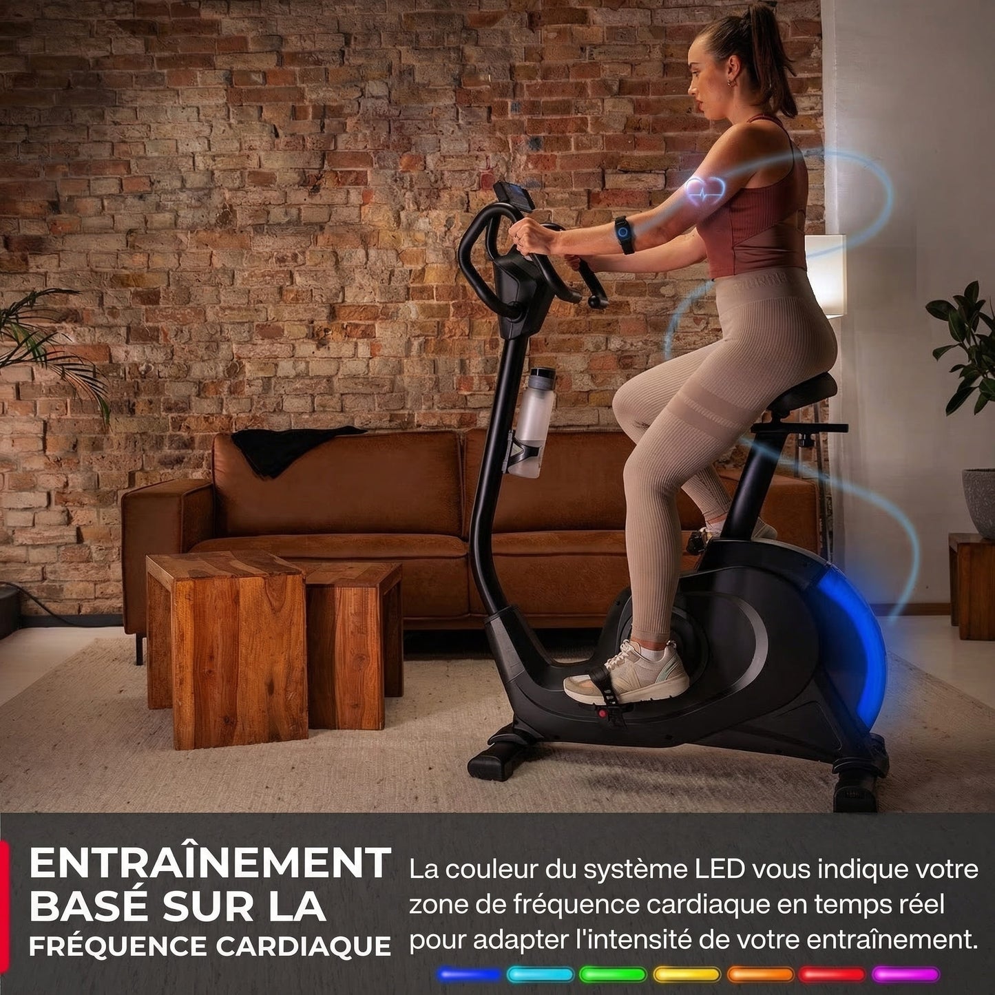 Vélo d’Appartement Homefit PulseFit – 24 Niveaux – Bluetooth – Support Tablette 360° – Charge Max. 120 kg
