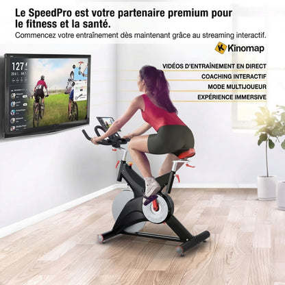 Vélo d’Appartement Homefit SpeedPro – 25 kg d’Inertie – Kinomap – Support Tablette – 150 kg