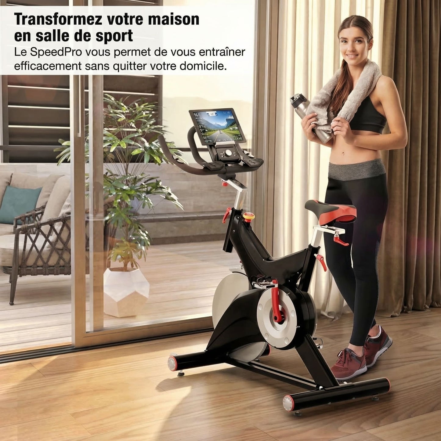 Vélo d’Appartement Homefit SpeedPro – 25 kg d’Inertie – Kinomap – Support Tablette – 150 kg