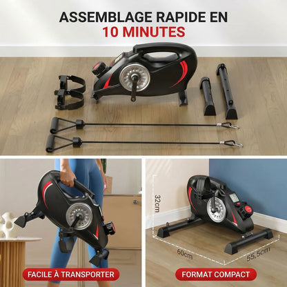 Pédalier d’Appartement Homefit Mini – 16 Niveaux de Résistance – Écran LCD – Bandes Élastiques – Compact