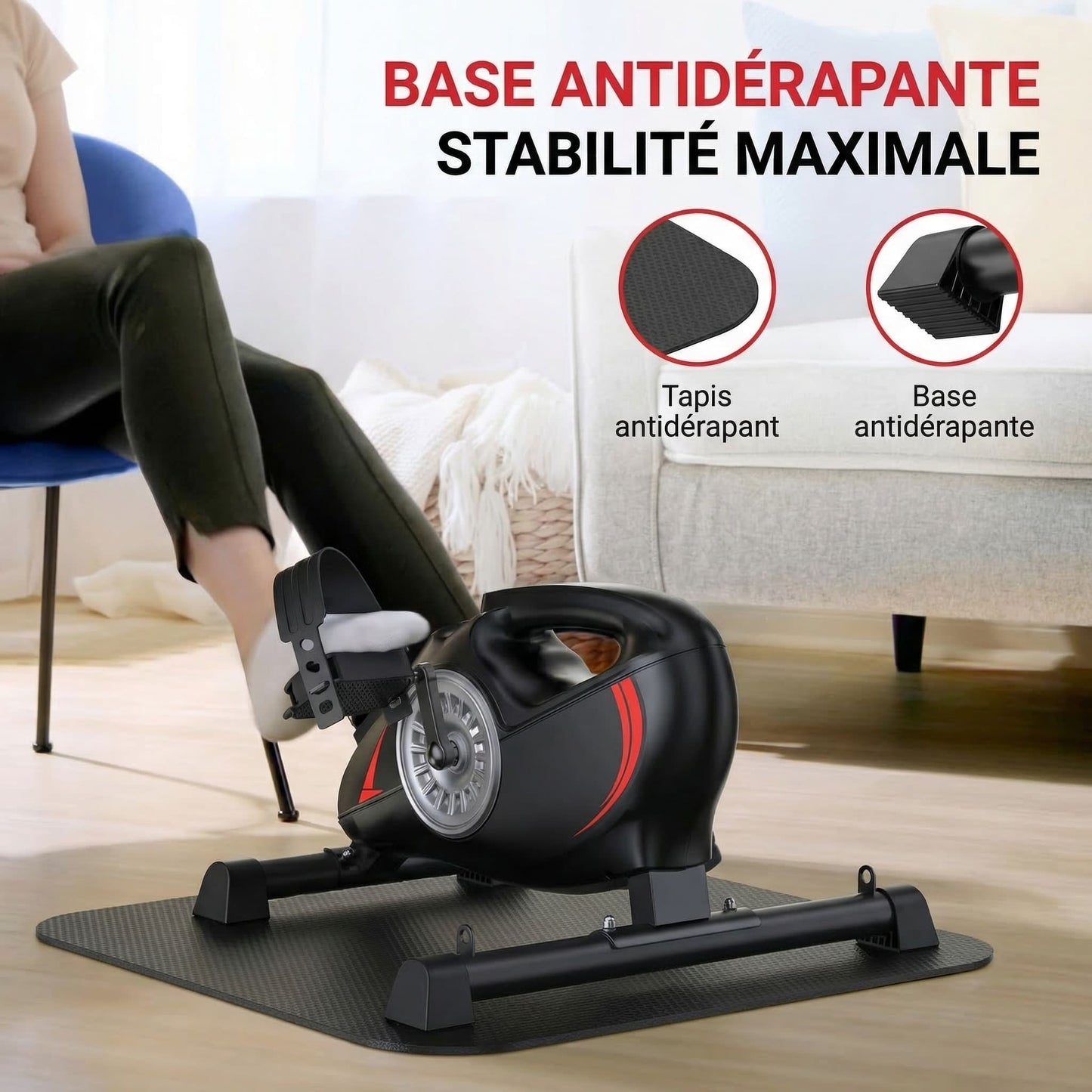 Pédalier d’Appartement Homefit Mini – 16 Niveaux de Résistance – Écran LCD – Bandes Élastiques – Compact