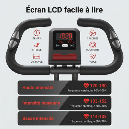 Vélo d’Appartement Homefit ProFit Duo+ – 16 Niveaux – Bluetooth – Entraînement 4-en-1 – Charge Max. 127 kg
