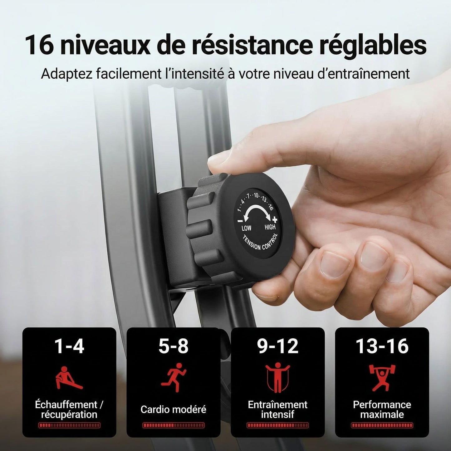 Vélo d’Appartement Homefit ProFit Duo+ – 16 Niveaux – Bluetooth – Entraînement 4-en-1 – Charge Max. 127 kg