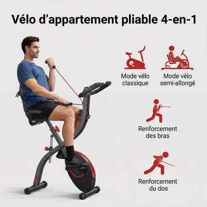 Vélo d’Appartement Homefit ProFit Duo+ – 16 Niveaux – Bluetooth – Entraînement 4-en-1 – Charge Max. 127 kg
