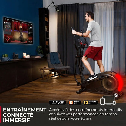 Vélo Elliptique Homefit FlowMotion – 24 Niveaux – Écran Tactile LED – Kinomap – Volant d’Inertie 24 kg – 120 kg