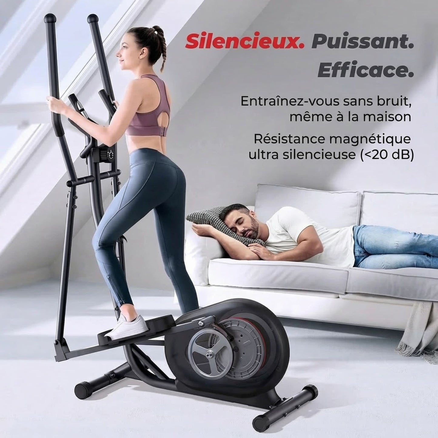 Vélo Elliptique Homefit EvoQuiet – 16 Niveaux – Foulée 21" – Écran LCD – Application Homefit – 120 kg