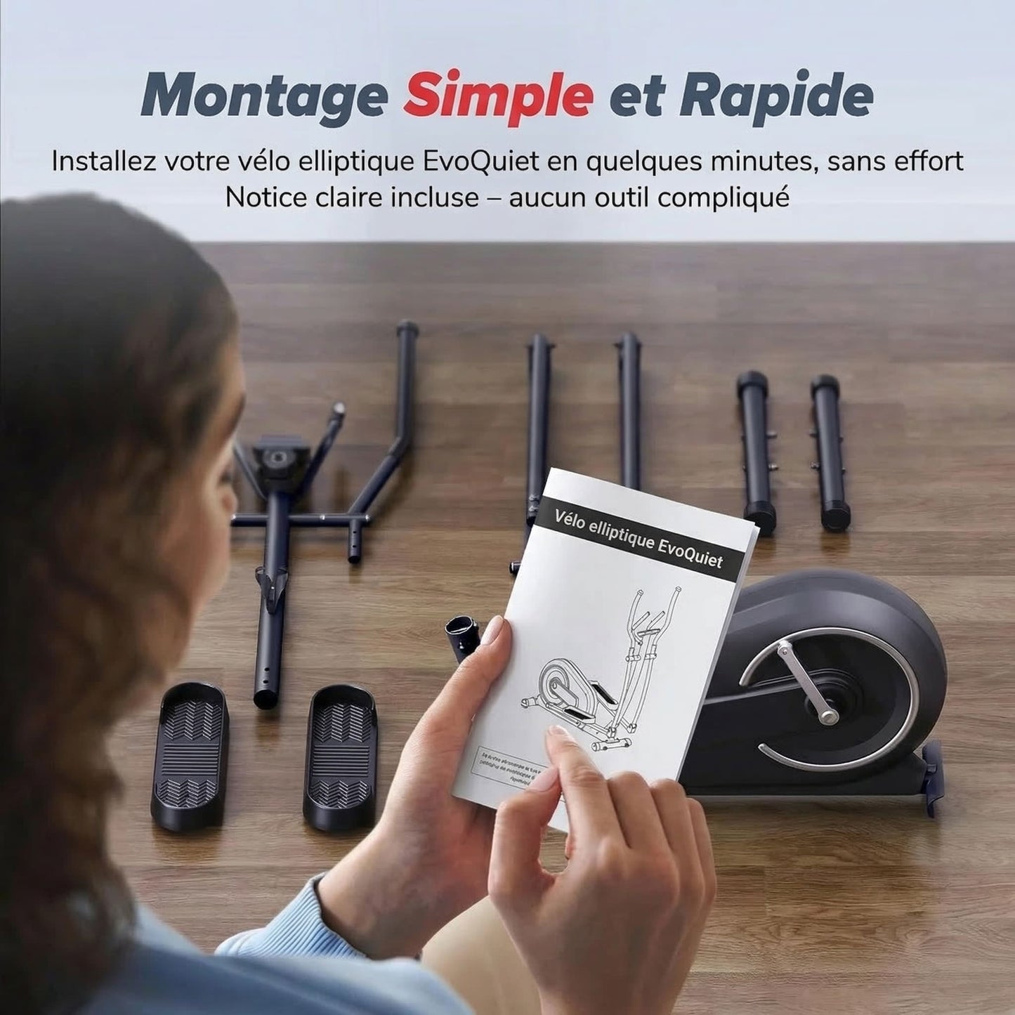 Vélo Elliptique Homefit EvoQuiet – 16 Niveaux – Foulée 21" – Écran LCD – Application Homefit – 120 kg
