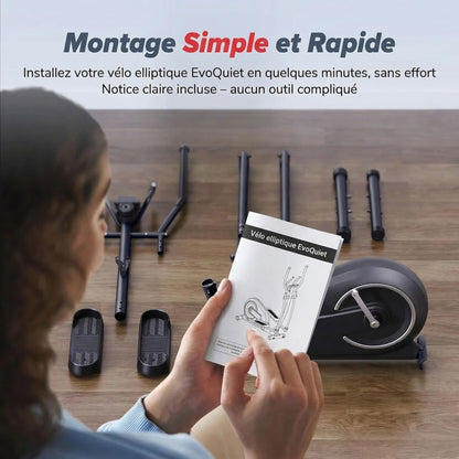 Vélo Elliptique Homefit EvoQuiet – 16 Niveaux – Foulée 21" – Écran LCD – Application Homefit – 120 kg