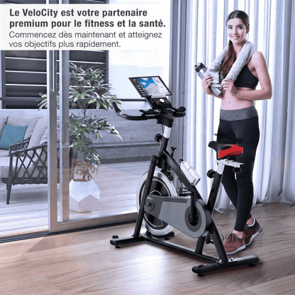 Vélo d’Appartement Homefit VeloCity – 22 kg d’Inertie – Bluetooth – Support Tablette – 125 kg