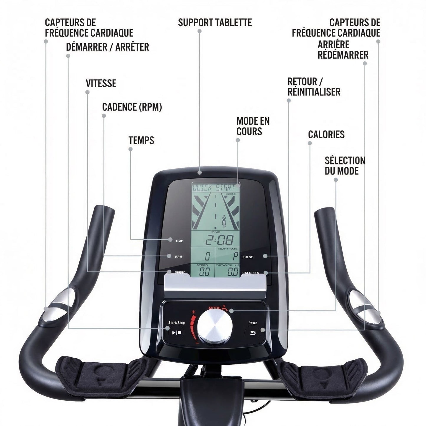Vélo d’Appartement Homefit VeloCity – 22 kg d’Inertie – Bluetooth – Support Tablette – 125 kg