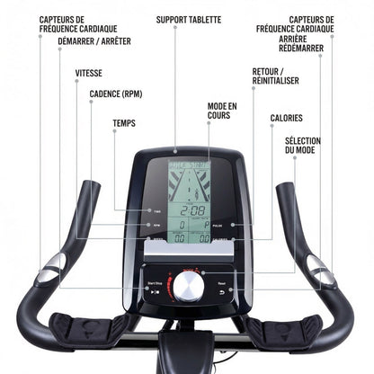Vélo d’Appartement Homefit VeloCity – 22 kg d’Inertie – Bluetooth – Support Tablette – 125 kg