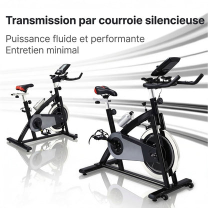Vélo d’Appartement Homefit VeloCity – 22 kg d’Inertie – Bluetooth – Support Tablette – 125 kg