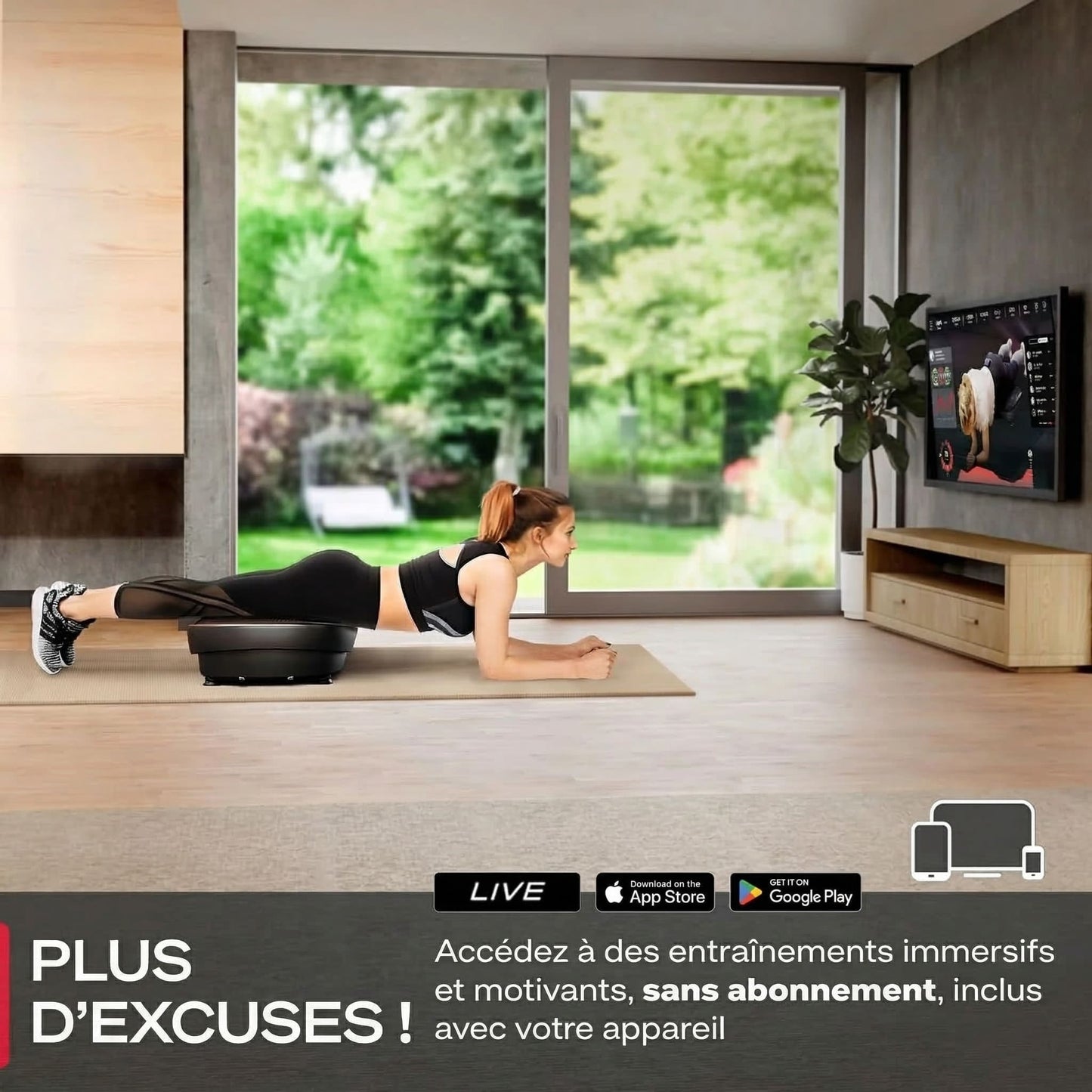 Plateforme vibrante Homefit – 180 niveaux – 7 programmes – 200 W – Télécommande