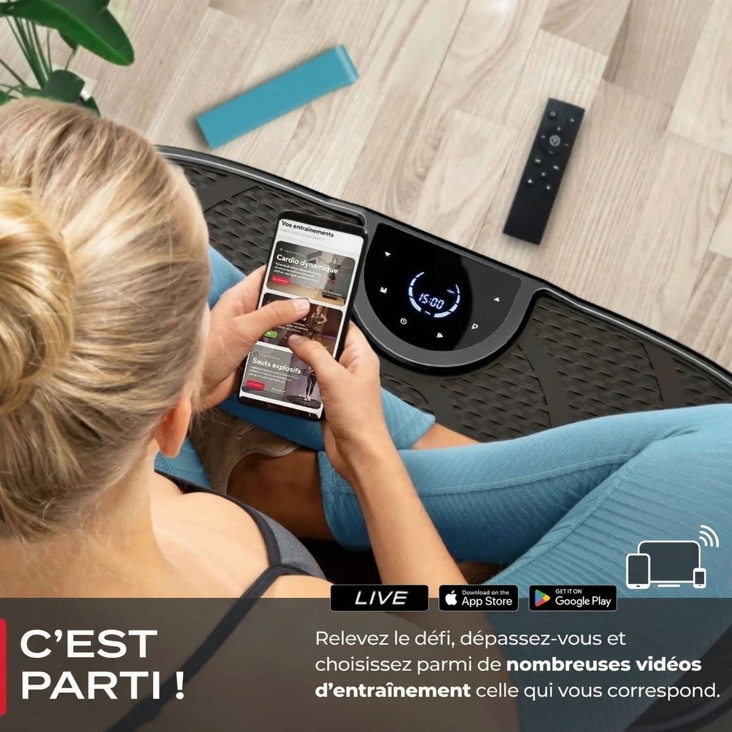 Plateforme vibrante Homefit – 180 niveaux – 7 programmes – 200 W – Télécommande