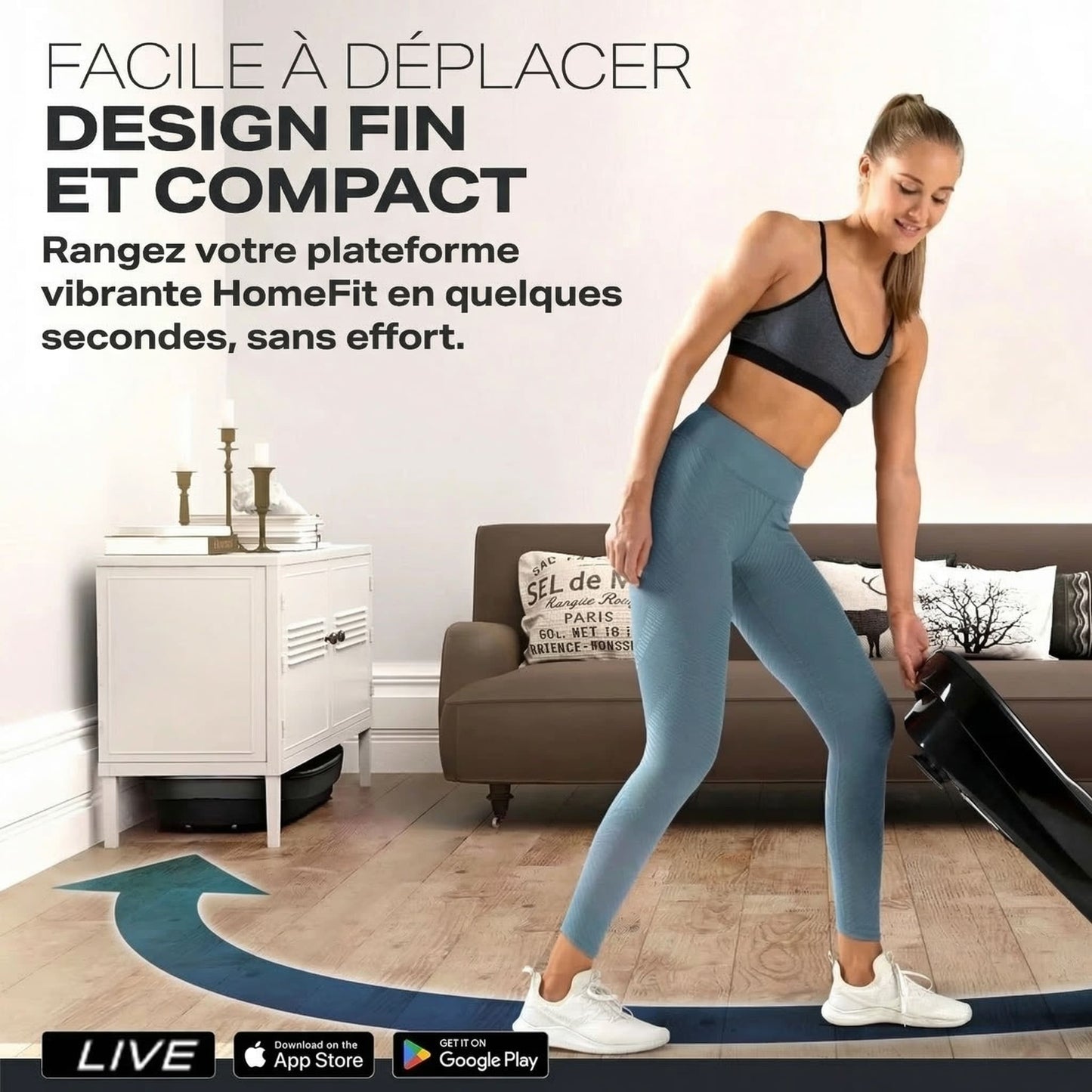 Plateforme vibrante Homefit – 180 niveaux – 7 programmes – 200 W – Télécommande