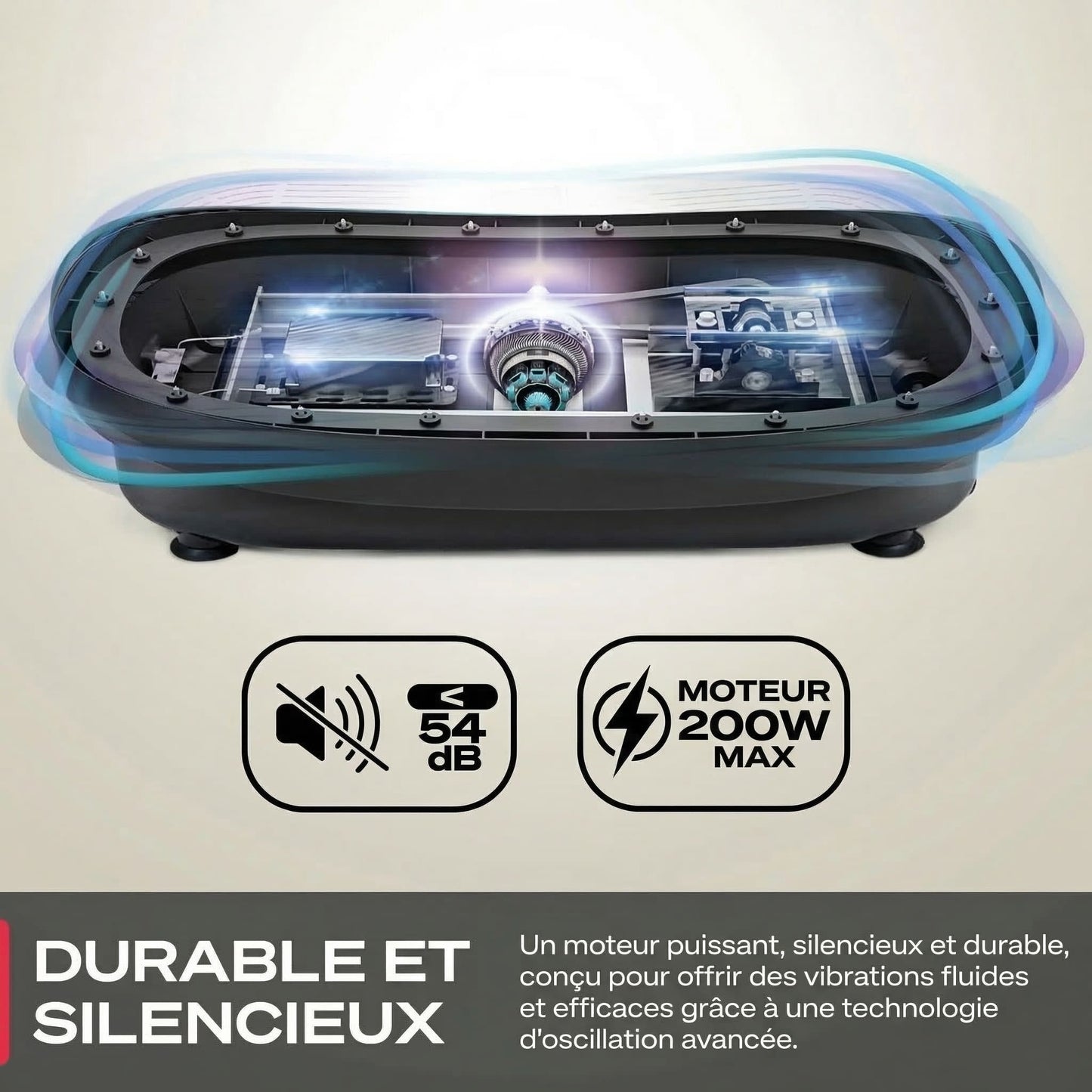 Plateforme vibrante Homefit – 180 niveaux – 7 programmes – 200 W – Télécommande