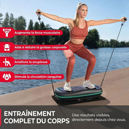 Plateforme vibrante HyperVibe 4D – 3 moteurs – 60 niveaux – Bluetooth – Écran tactile LED