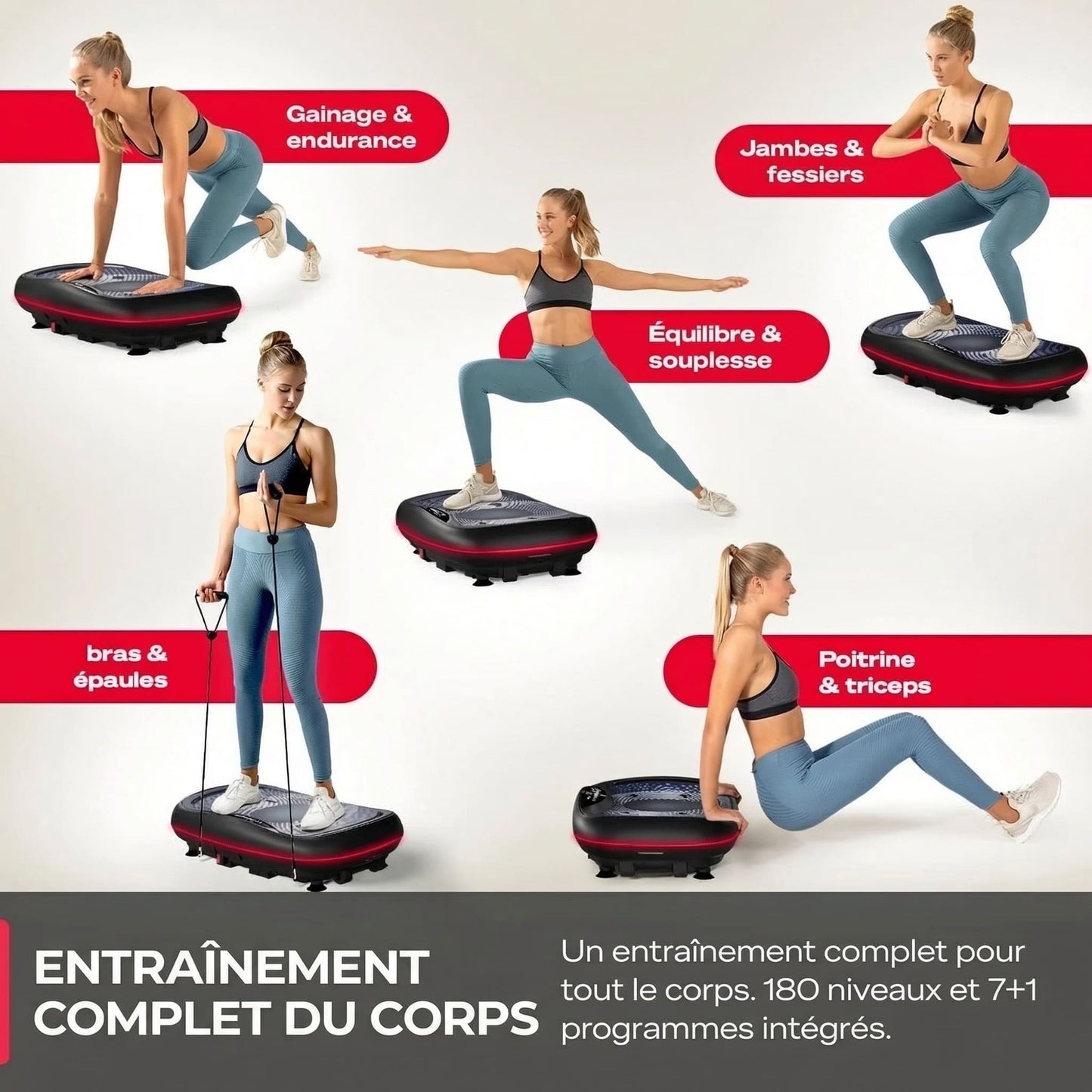 Plateforme vibrante HyperVibe 4D – 3 moteurs – 60 niveaux – Bluetooth – Écran tactile LED