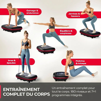 Plateforme vibrante HyperVibe 4D – 3 moteurs – 60 niveaux – Bluetooth – Écran tactile LED
