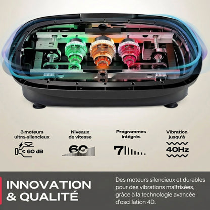 Plateforme vibrante HyperVibe 4D – 3 moteurs – 60 niveaux – Bluetooth – Écran tactile LED