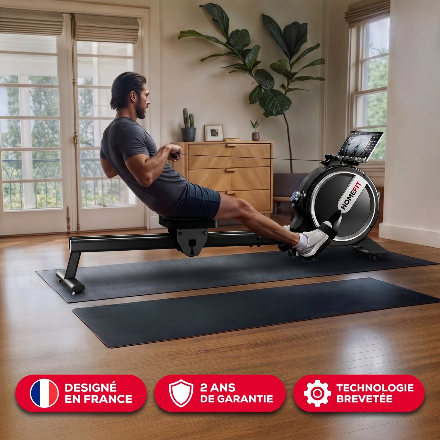 Rameur Magnétique Homefit Rower Pro – 32 Niveaux – Écran LED – Bluetooth – Charge Max. 150 kg