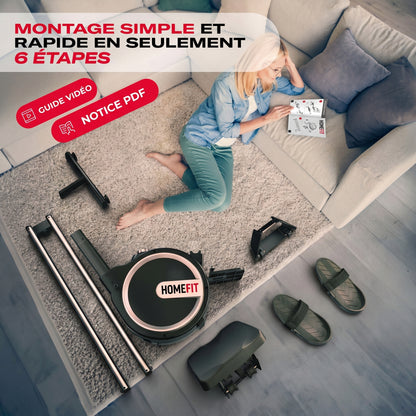 Rameur Magnétique Homefit Rower Pro – 32 Niveaux – Écran LED – Bluetooth – Charge Max. 150 kg