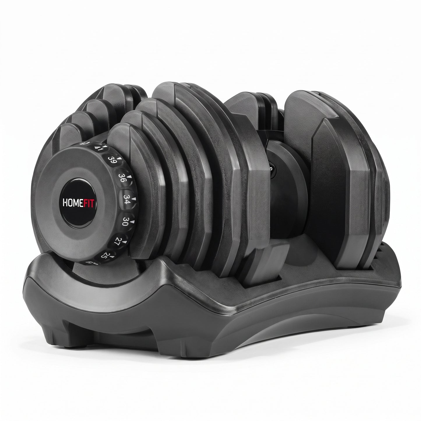 Haltère Réglable Homefit IronFlex 4,5 à 40,8 kg – 17 Niveaux de Poids – Réglage Rapide – Socle Inclus