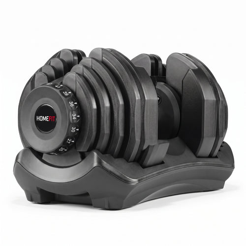 Haltère Réglable Homefit IronFlex 4,5 à 40,8 kg – 17 Niveaux de Poids – Réglage Rapide – Socle Inclus