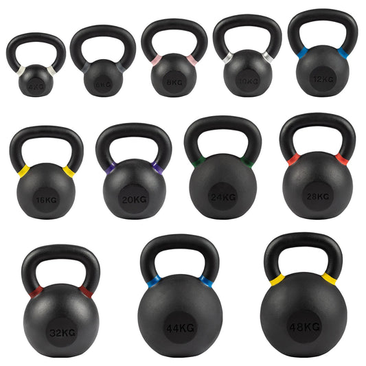 Set de 7 Kettlebells Homefit Pro – 4 à 20 kg – Fonte Monobloc – Poignées Ergonomiques